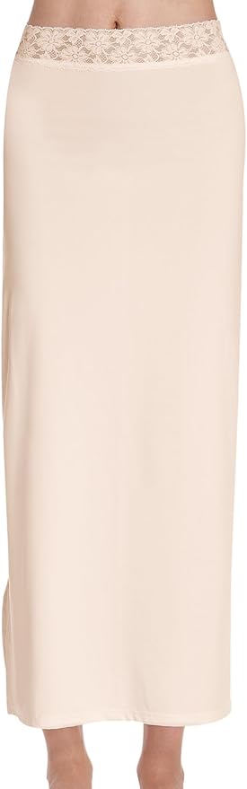 Long Half Slip for Under Dresses Slips Skirt with Lace Waistband 36"