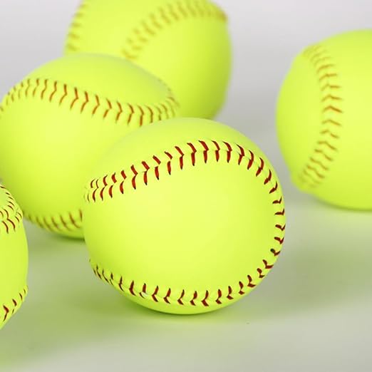 Official Size Softballs 12" Softballs Fastpitch Practice Softballs, Unmarked & Leather Covered Training Ball for Games, Practice and Training