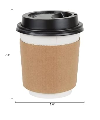 Perfect Stix Coffee Sleeves Fits, 10 oz. - 20 oz. Cups (Pack of 50), Natural Kraft. Insulated for Hot Cups