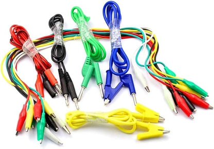 V TELESKY 1PCS Double Crocodile Pinch Banana Plug To Crocodile Pinch Power Test Wire Color Connecting Wire 2 Wires 4 Clips (Banana Plug red0.8m)