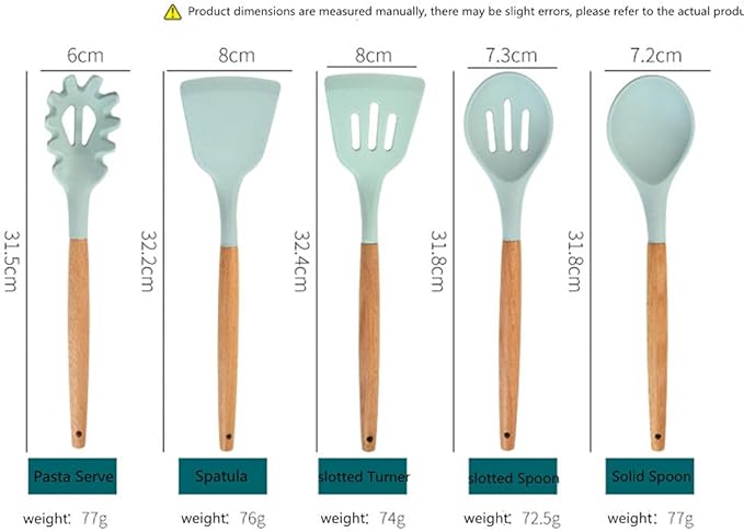 Kitchen Utensil Set Silicone,Wooden Handles Spatula Set,Green Cooking Utensils for Non Stick Pans,Silicone Spatulas for Cooking Kitchen Gadgets Tools-1Pcs-08