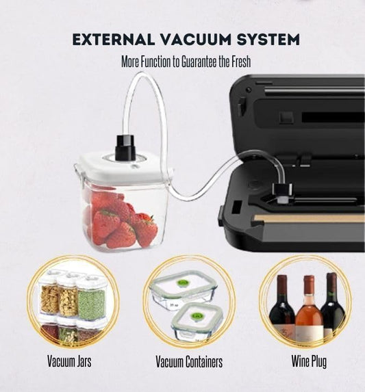 Updated Vacuum Sealer Machine (2025), MEGAWISE Food Sealer w/Starter Kit, Dry & Moist Food Modes, Compact Design with 10 Vacuum Bags & Built-in Cutter
