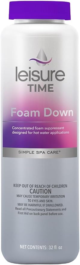 Leisure Time Foam Down, Simple Spa Care, 32 fl. oz (Package may vary) Foam Reducer for Hot Tubs - Safe Formula - Enhances Water Clarity - Prevents Foam Buildup - Easy to use defoamer