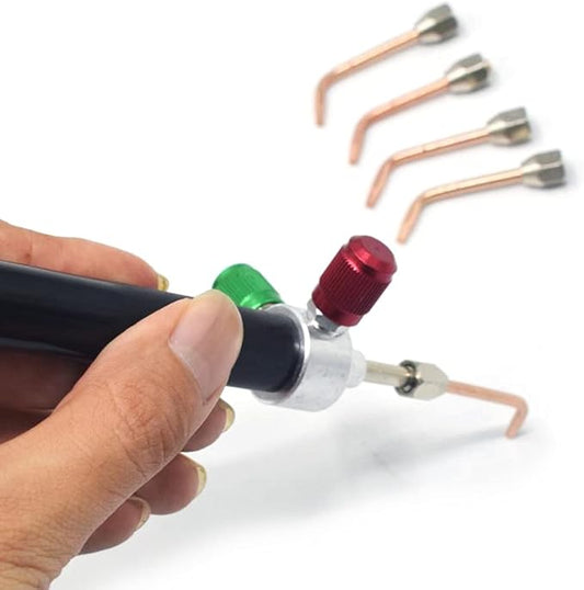 Mini Oxygen Torch Kit, Micro Oxygen AcetyleneButane Gas Welding Torch with 5pc Tips for Jewelry Repair