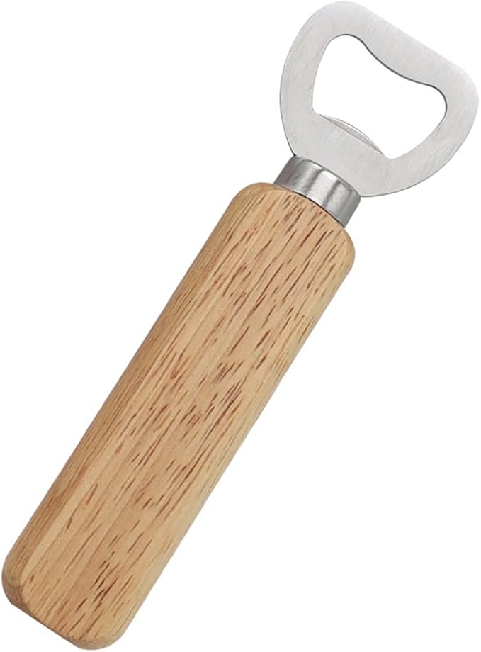 Stainless Steel Bottle Opener Bartender Wood Beer Opener Cider Wine Opener Bottle Opener with Wooden Handle Engraved Gift Set for Wedding Party Home Kitchen Bar Restaurant, 5.5 inch