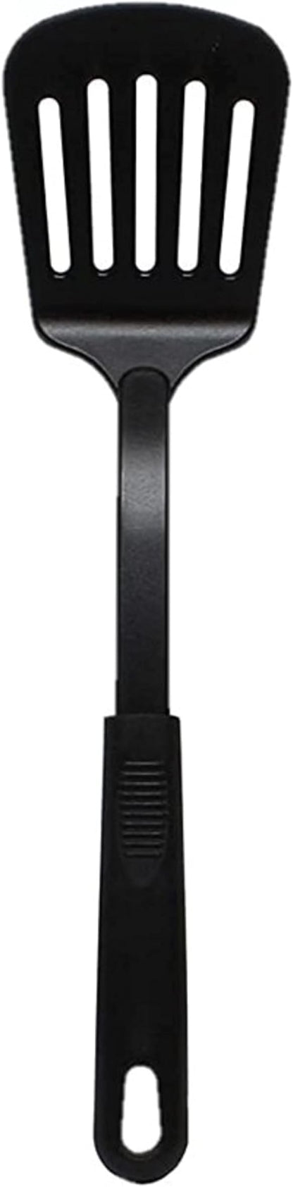 TrueCraftware- 12" Slotted Turner High-Heat Nylon & Polypropylene Handle Black Color-Cooking Spatulas Kitchen Spatulas High Heat Resistant Cooking Utensils Ideal Cookware for Fish Eggs Pancake