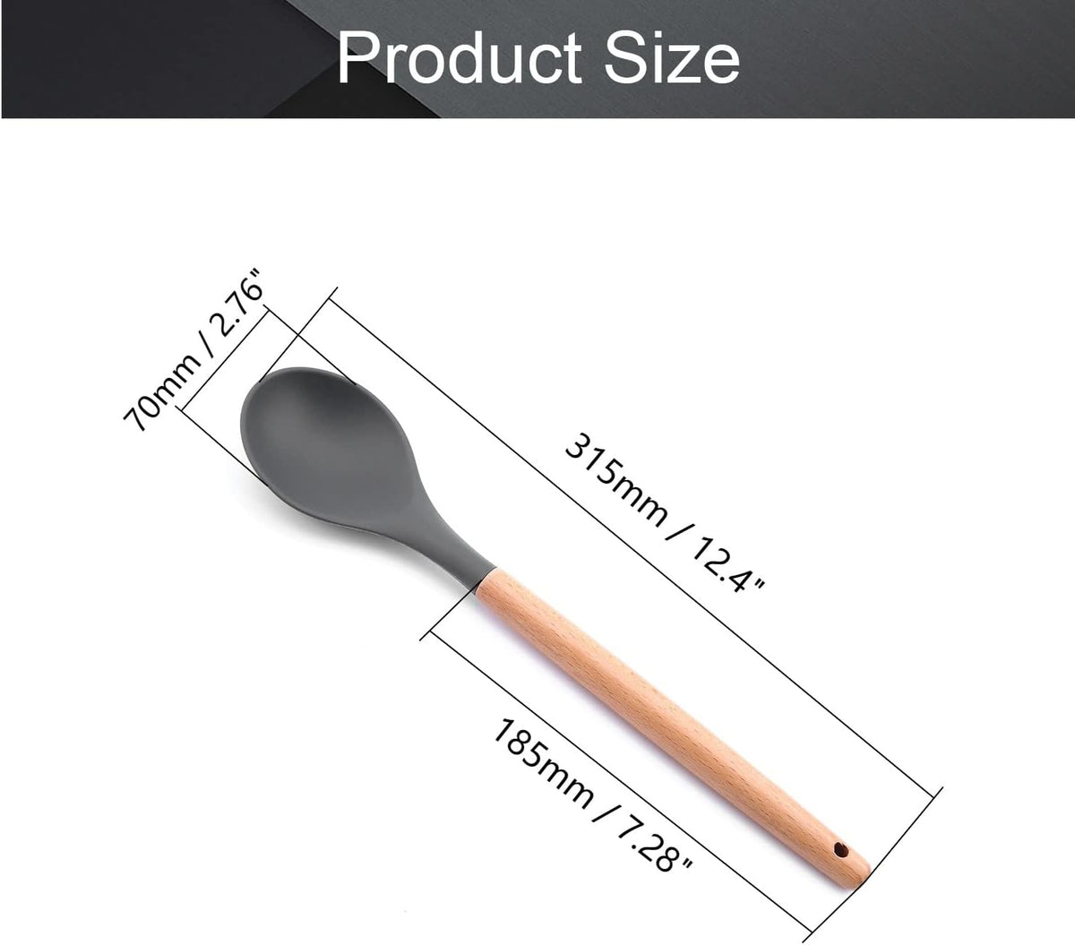 Cooking Kitchenware Tool Silicone Utensils with Wooden Multifunction Handle Non-Stick Spatula Ladle Egg Beaters Shovel New (brown)