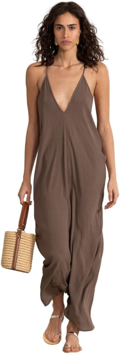 Gottex Beach Life Women's Classic Solid Maxi Cover-Up Dress with Thin Straps and Relaxed Fit Swim Beach Essential