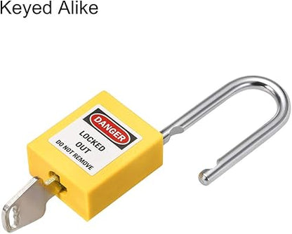uxcell Lockout Tagout Safety Padlock 1-12-Inch Steel Shackle Keyed Alike Yellow 2Pcs