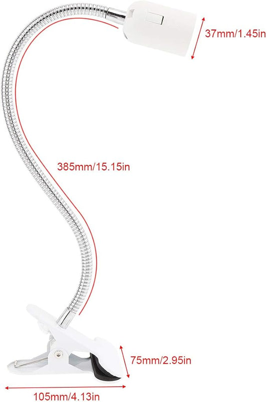 RTNLIT E26E27 Clip Desk Lamp Holder, Clamp Lamp Fixture with OnOff Switch, Flexible Gooseneck Light Bulb Socket for Reptiles, Aquarium, Desk, Grow Light, 4.1Ft Cable