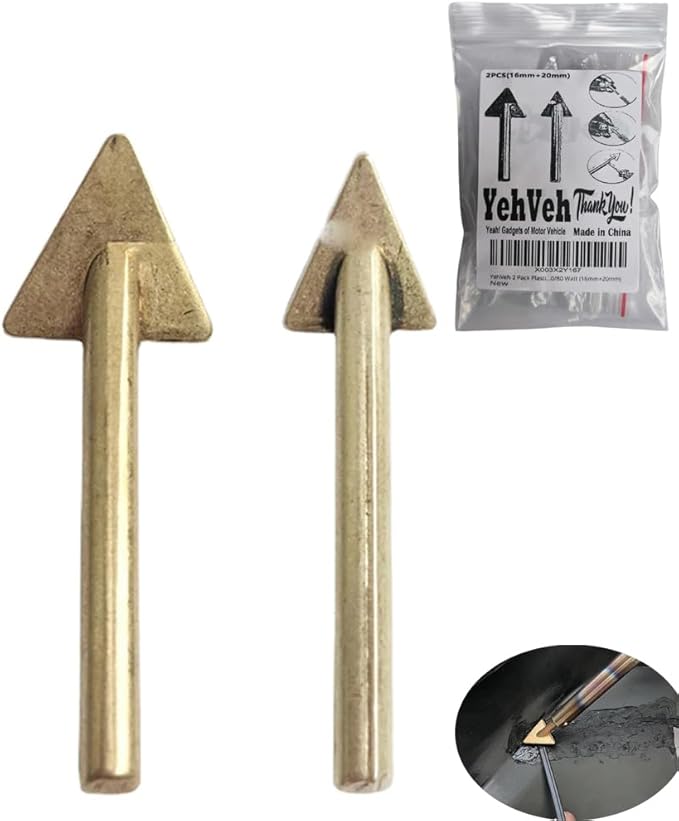 2 Pack Plastic Welding Gun Tip Replacement Soldering Iron Tips Triangular Copper Head for Car Bumper Repair Kit TPO TEO PP Kayak Welder Stapler 60/100/80 Watt (16mm+20mm)