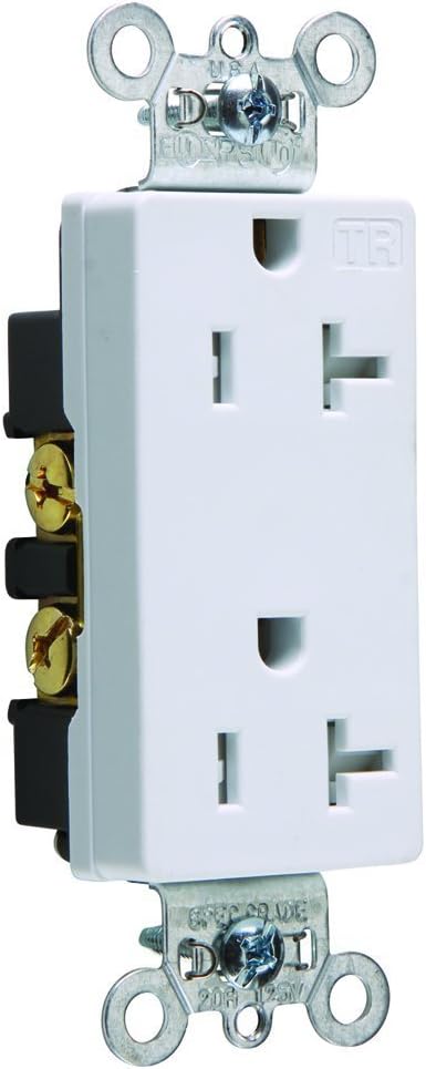 Legrand Pass  Seymour TR26362W 20 Amp Tamper-Resistant Heavy-Duty Decorator Duplex Receptacle Outlet, Back and Side Wire, White (1 Count)