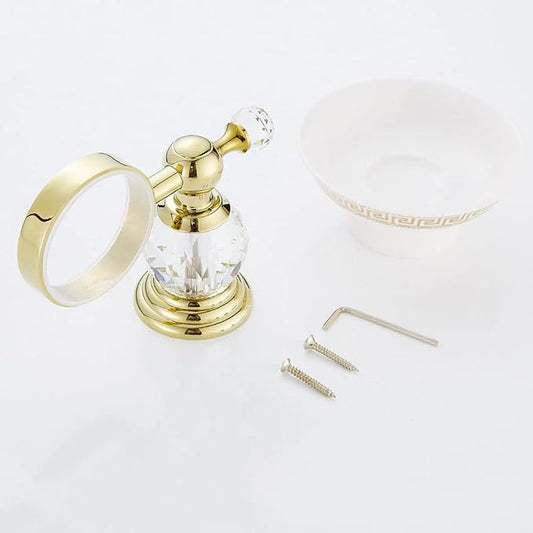 Gold Bathroom Hardware Set - Solid Brass Double Towel Rings with Crystal Accents - Bath Accessories,IU