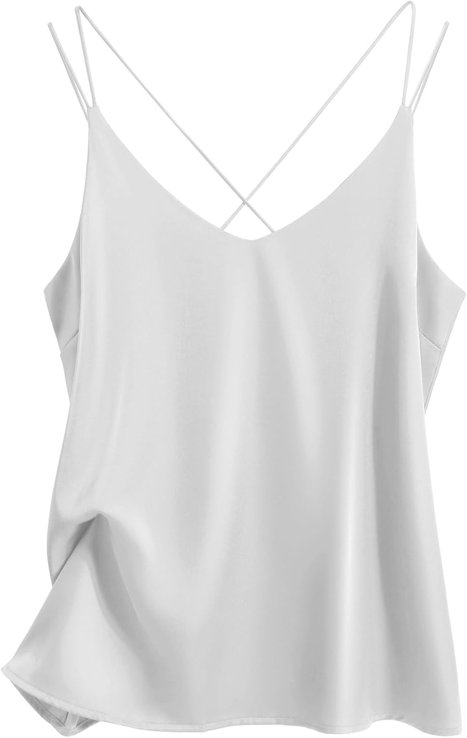 Ekouaer Women's V Neck Sleeveless Spaghetti Strap Cami Shirt | Spaghetti Strap Blouses, Casual Cross Back Cami Shirt for Bussiness, Party, Goiong Out, Vacation, Date