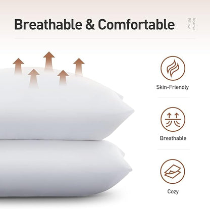 Acanva Basic Bed Pillow Soft Rest Cushion Stuffer for Sleeping, Standard, White 2 Count