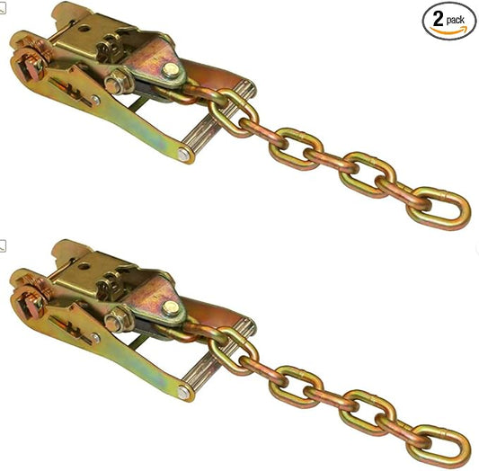 Secure Tow 7031-CA31 (x2), Set of Two Ratchets with Chain Tail for Rollbacks, Car Hauler, Carrier and More! 38-100-R