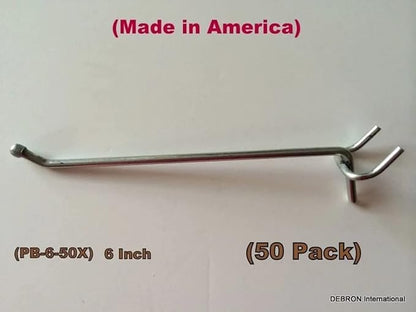 Trion Brand (50 Pack) 6 Inch All Metal Peg Hooks 18 to 14" Pegboard, Slatwall, Garage kit