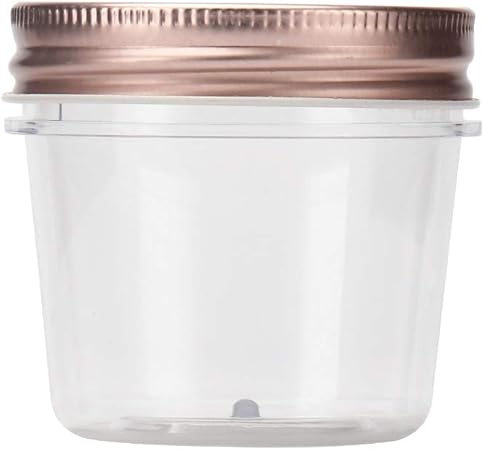 Novelinks 4 Ounce Clear Plastic Jars with Rose Gold Lids - Refillable Round Clear Containers Clear Jars Storage Containers for Kitchen  Household Storage - BPA Free (20 Pack)