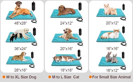 Outdoor Pet Heating Pad for Dog  Cat, Extremely Waterproof Heated Cat Bed Mat with 5 Timers  6 Temp Adjustable, Heater Warming Blanket for Dog Cat House Whelping Box
