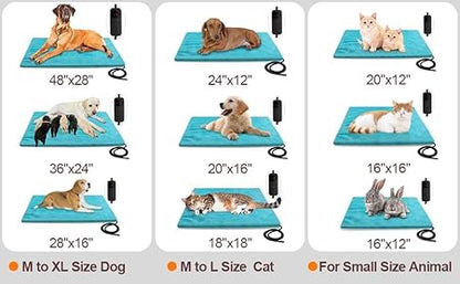 Outdoor Pet Heating Pad for Dog  Cat, Extremely Waterproof Heated Cat Bed Mat with 5 Timers  6 Temp Adjustable, Heater Warming Blanket for Dog Cat House Whelping Box