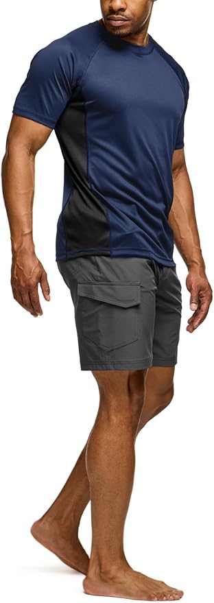TSLA Men's Rashguard Swim Shirts, UPF 50+ Protection Quick Dry, Stretch Comfort Fit, Flatlock Seams, Outdoor & Water Sports