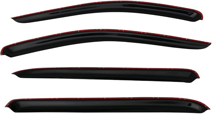 IKON MOTORSPORTS - Window visor compatible with Dodge Ram Mega Cab 2006-2009, slim style, acrylic, unpainted, black, rain cover, wind ventilation air deflector, 2007 and