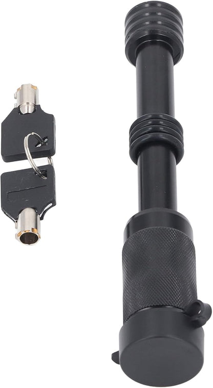Trailer Hitch Lock with Key, 58 Diameter 4in Length, Press Lock Pin for Class III IV 2 Inch 2-12 Inch Receiver, Zinc Alloy, Weatherproof Design, Trailer Hitch Lock Set