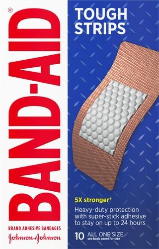 Band-Aid Brand Tough Strips Adhesive Bandages for Wound Care, Durable Protection for Minor Cuts and Scrapes, Extra Large Size, 10 ct