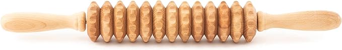 Wood Roller Massager for Body - 15.6 inch Lymphatic Drainage Manual Massage Tools for Sculpting, Muscle Shaping, Cellulite Remover - Wooden Massage Tool for Manual Madero therapy