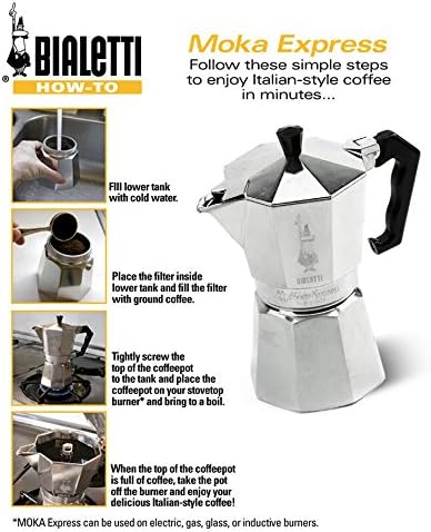 Bialetti - Moka Express: Iconic Stovetop Espresso Maker, Makes Real Italian Coffee, Moka Pot 9 Cups (14 Oz - 420 Ml), Aluminium, Silver