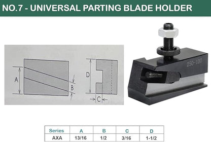 250-107 AXA #7 6-12'' Universal Parting Blade Holder Lathe Quick Change Cut Off