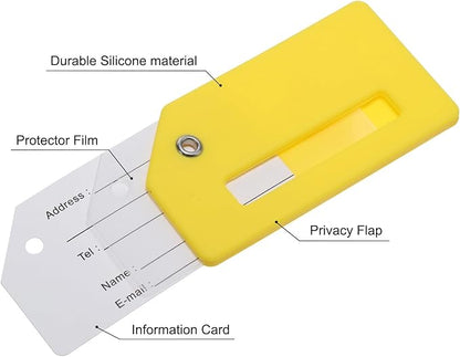 PATIKIL Silicone Luggage Tag, 5 Pcs Silicone Suitcase Tag Identifier Name ID Card Holder Privacy Protection with Stainless Steel Loop, YellowBlueFluorescent GreenOrangePink