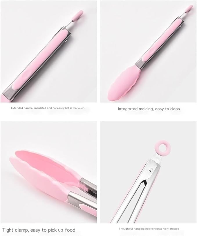 Tongs Stainless Steel Tongs for Cooking Household Bread Tongs Barbecue Tongs Steak Tongs Food Tongs Multi Function Tongs Kitchen Tongs(Beige)