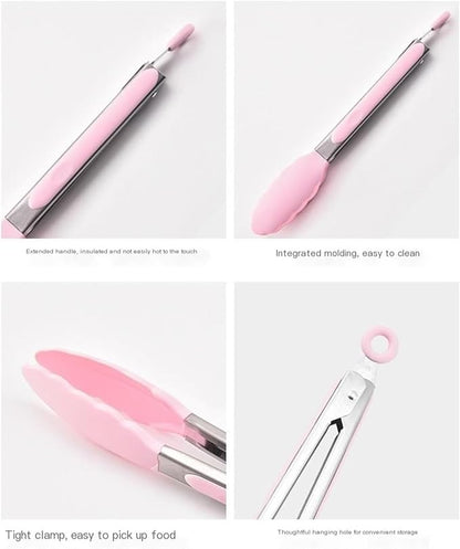 Tongs Stainless Steel Tongs for Cooking Household Bread Tongs Barbecue Tongs Steak Tongs Food Tongs Multi Function Tongs Kitchen Tongs(Beige)