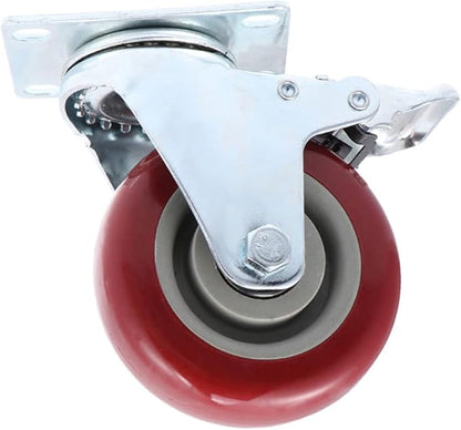 2pcs Red Tpr Brake Caster Wheels Heavy Duty Industrial Use Rotation for Furniture and Equipment Wear Resistant Design Easy Installation