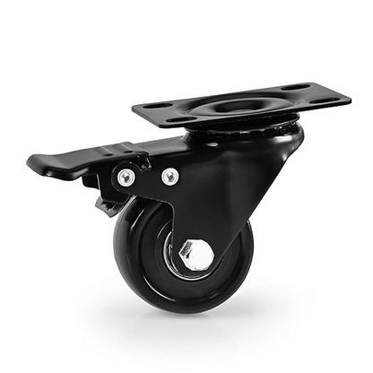 Caster Wheel, Heavy Duty 2 Inch Caster, Locking Swivel Caster Wheel for Cart, Furniture and Workbench, Black