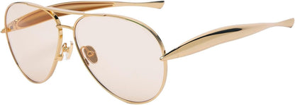 Oversized Aviator Sunglasses For Women 70s Retro 2025 Metal Shades with Gold Streamline Arms ( No Original Box )