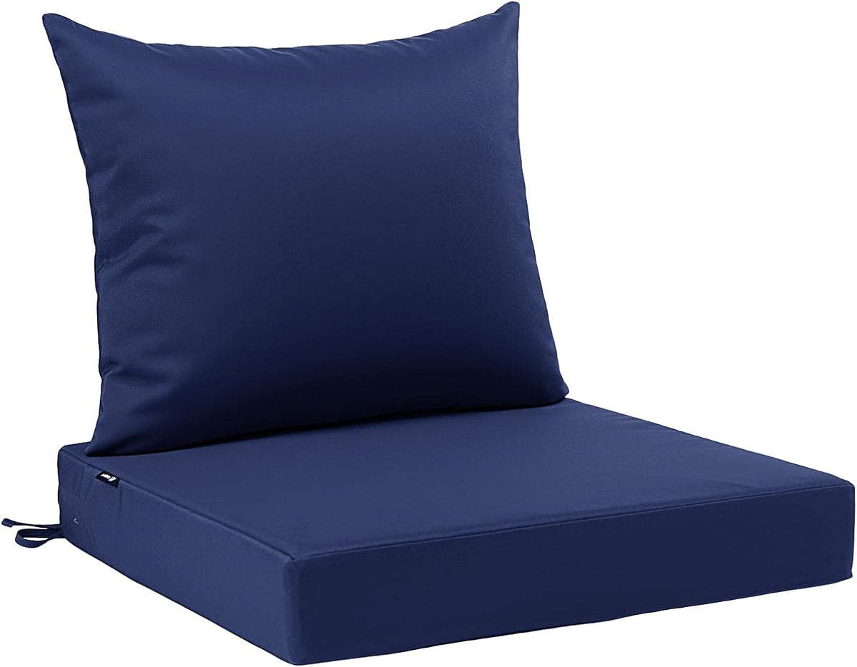 Favoyard Outdoor Seat Cushion Set 24 x 24 Inch Waterproof & Fade Resistant Patio Furniture Cushions with Removable Cover Deep Seat & Back Cushion with Tie Straps for Chair Sofa Couch