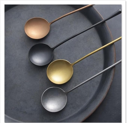 Silverware Set, 14681012pcs Retro Spoons Home Dessert Coffee Stirring Spoons(Gold,6 Pieces)