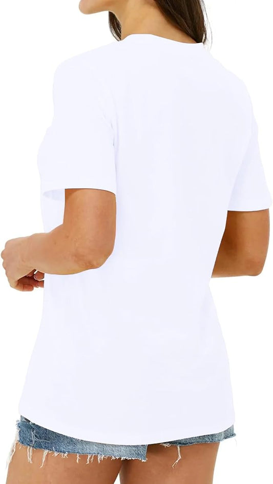 Women's Short Sleeve T-Shirts Loose Casual Printed Top Summer Basic Beach Vacation Tee Trendy Fashion Comfort Fit