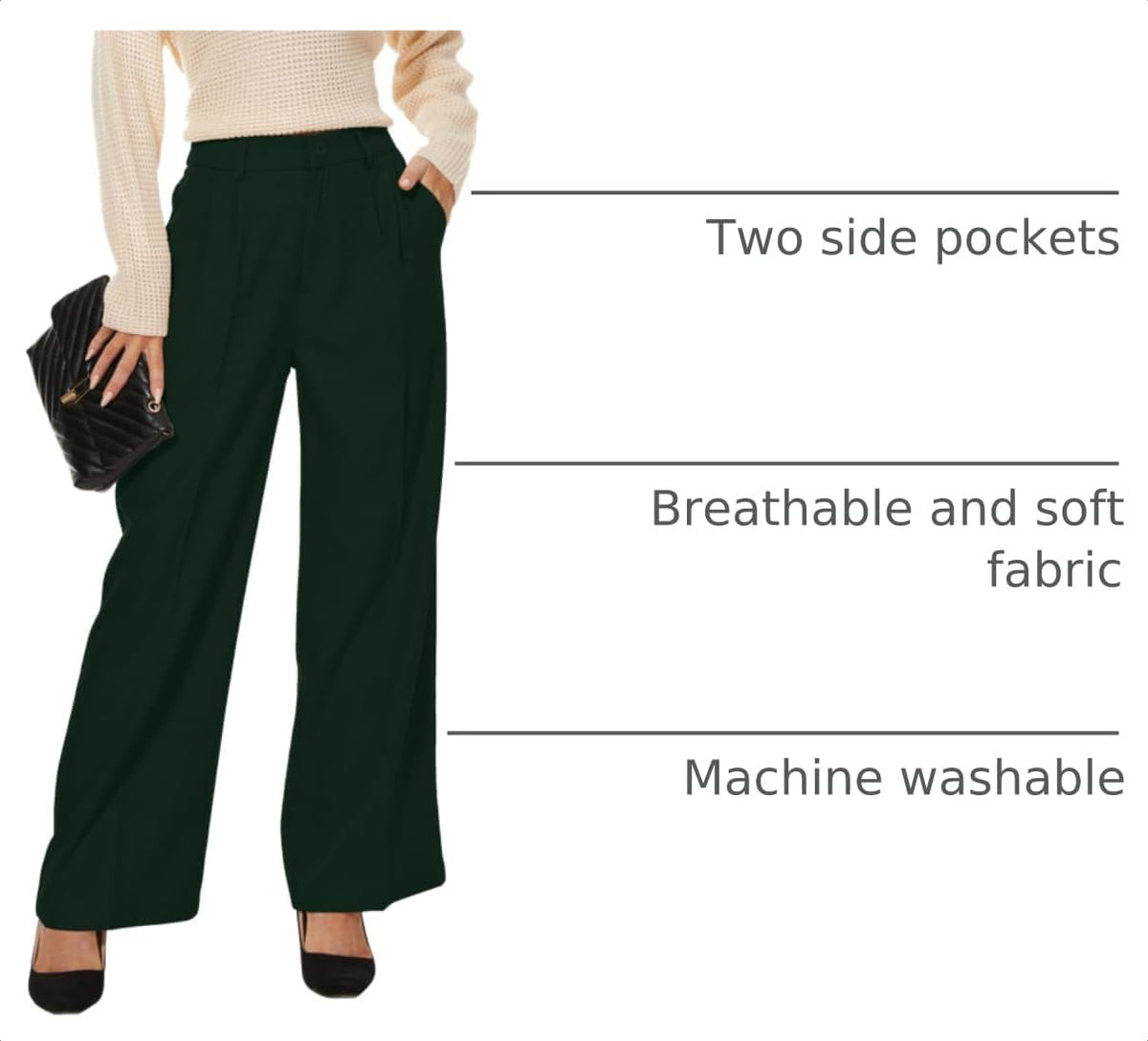 Size Medium, Regular Length, KICZOY Women's Corduroy Loose Mid Rise Pant Casual Fall Straight Leg Elastic Waist Pants with Pockets.