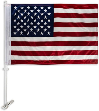 American Flag For Car Window With Clip Pole Mount Truck Rod Auto Accessories Decorations For 4th Of July 911 USA Poster Sign Sports Fans Gift Patriotic Decor