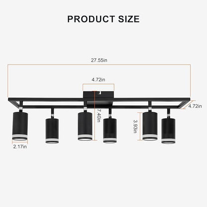 6-Light Track Lighting Fixtures Ceiling, GU10 Black Led Ceiling Spotlight, Modern Track Light Kit for Kitchen Hallway Living Room
