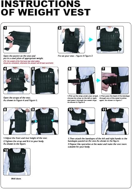 Adjustable Weighted Vest 44LB Workout Weight Vest Training Fitness Weighted Jacket for Men Women (Included 96 Steel Plates Weights)