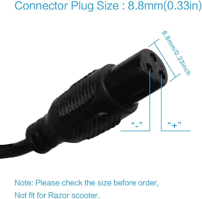 JFX 42V 2A battery charger 42 volt power adapter for 36V lithium battery with mini 3-pin plug of 0.315 in