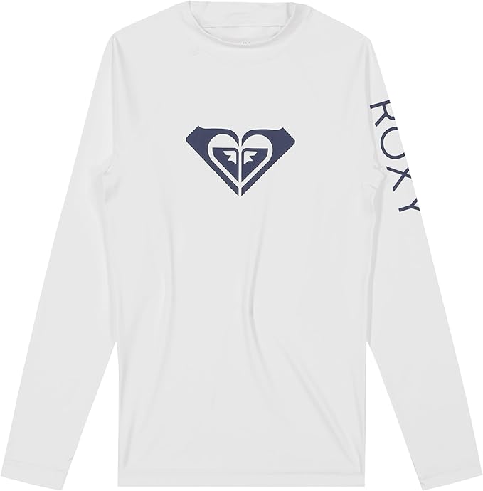 Roxy Girls' Long Sleeve Whole Hearted Rashguard Shirt, UPF 50 Sun Protection, Quick Dry