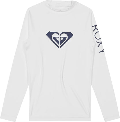 Roxy Girls' Long Sleeve Whole Hearted Rashguard Shirt, UPF 50 Sun Protection, Quick Dry