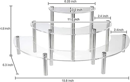 3-Tier Acrylic Round Cupcake Dessert Stand-Riser Display Stand Display Self for Figures Retail Showcase(White)