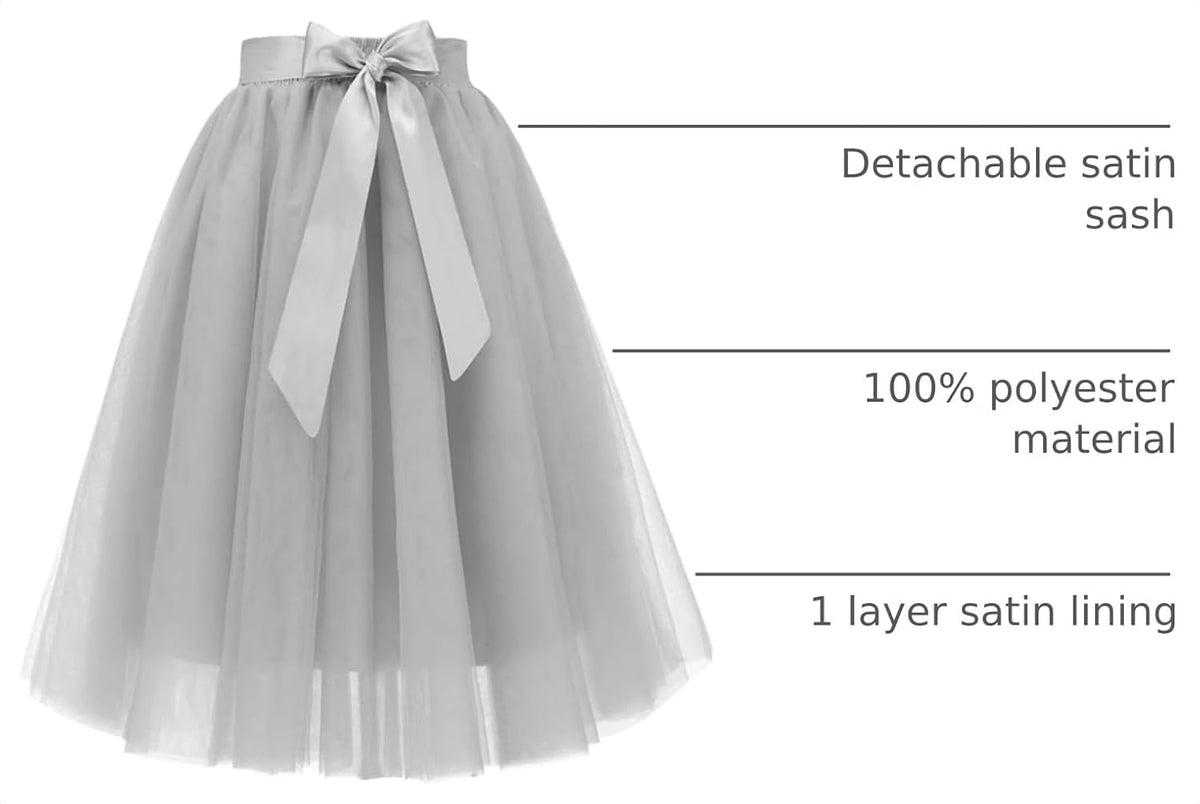 Bridesmay Women's Tulle Skirt Knee Length 6-Layered Wedding Party Homecoming Prom Dress