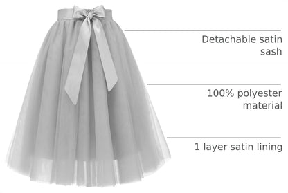 Bridesmay Women's Tulle Skirt Knee Length 6-Layered Wedding Party Homecoming Prom Dress